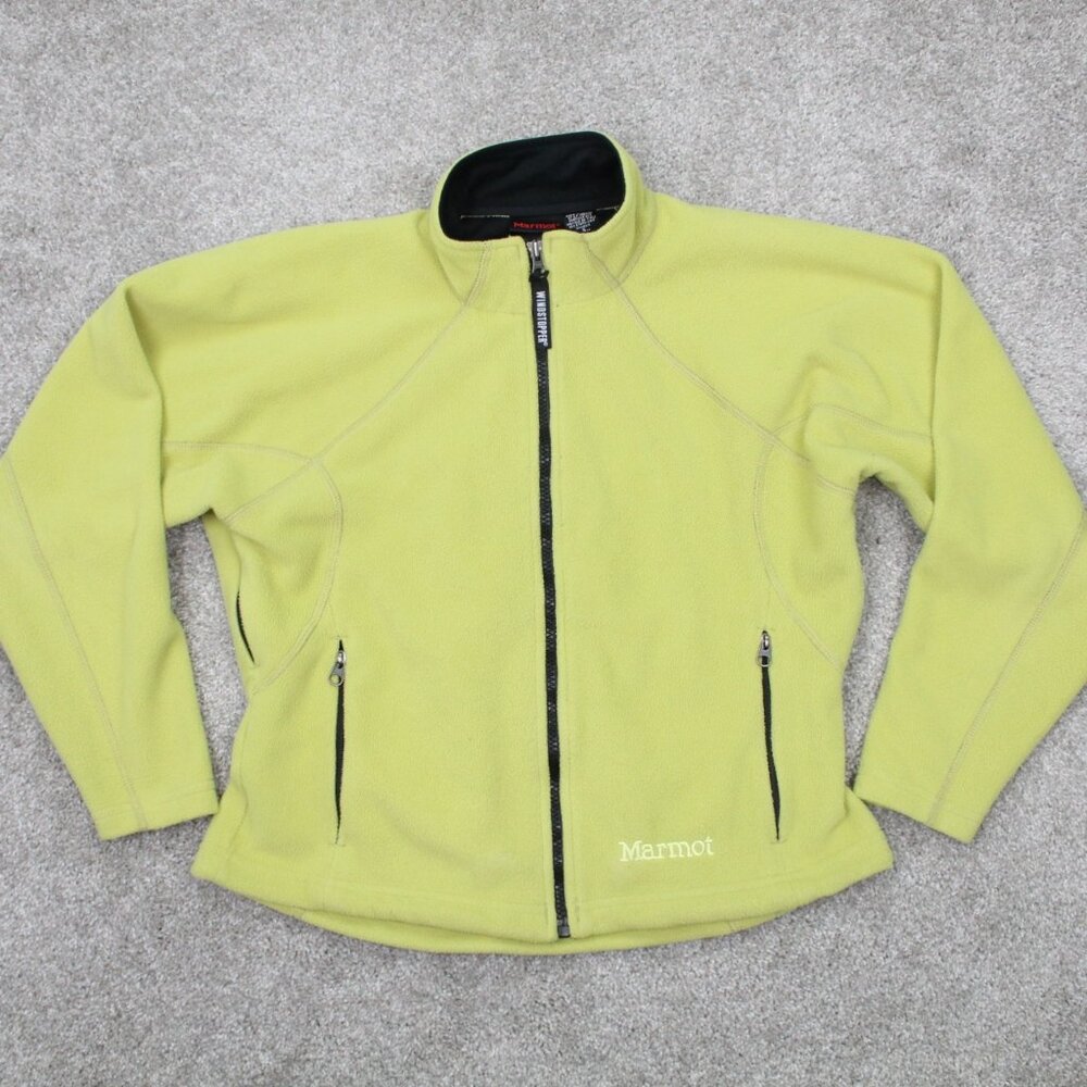 Marmot Windstopper Jacket Womens Small Yellow‎ Full Zip Fleece Pockets Coat